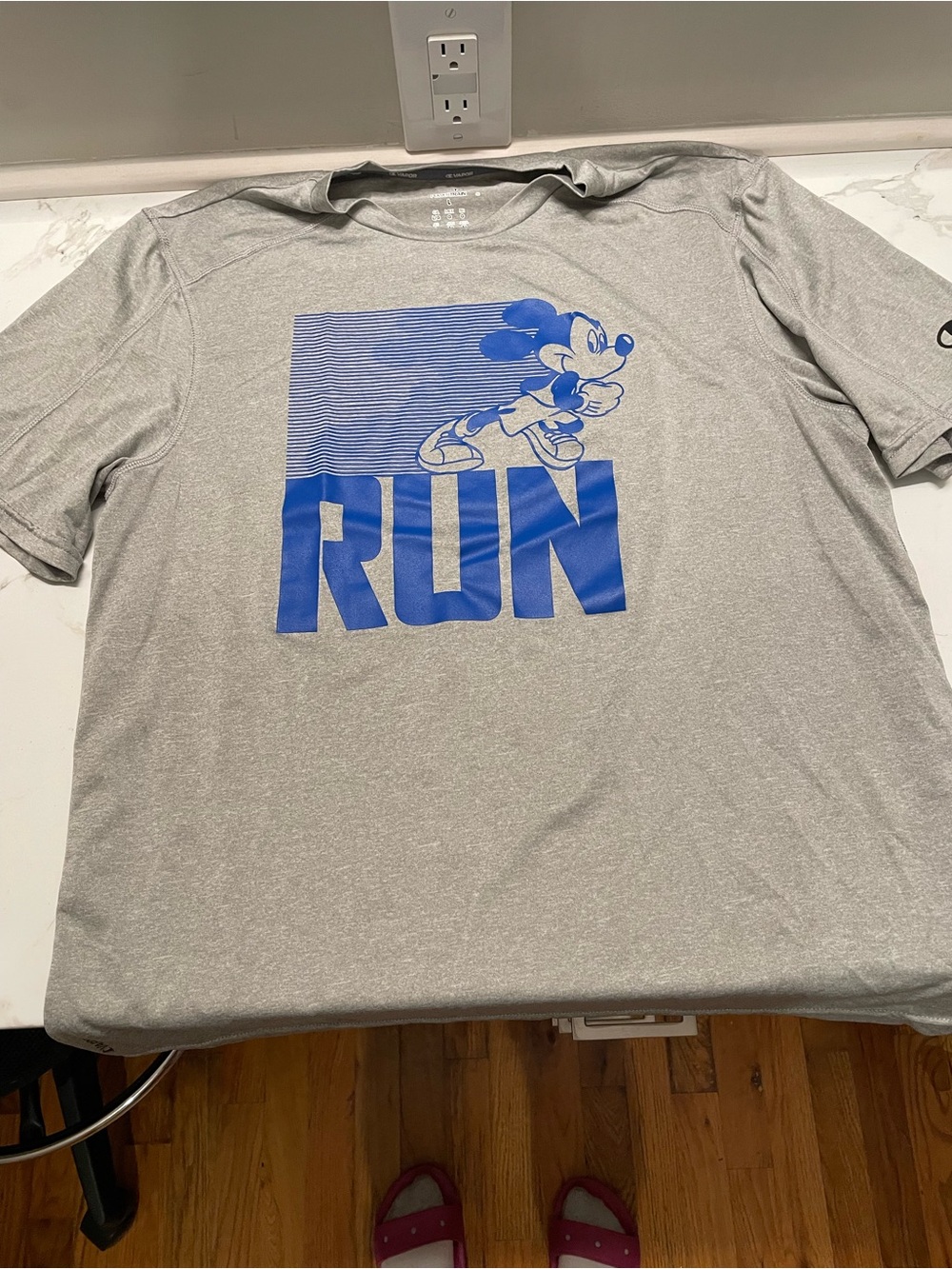 Champion Gray Short-Sleeve Tee with Blue RUN Mickey Graphic
